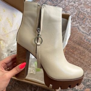 Rag & Co High Block Heeled Chunky Leather Boot